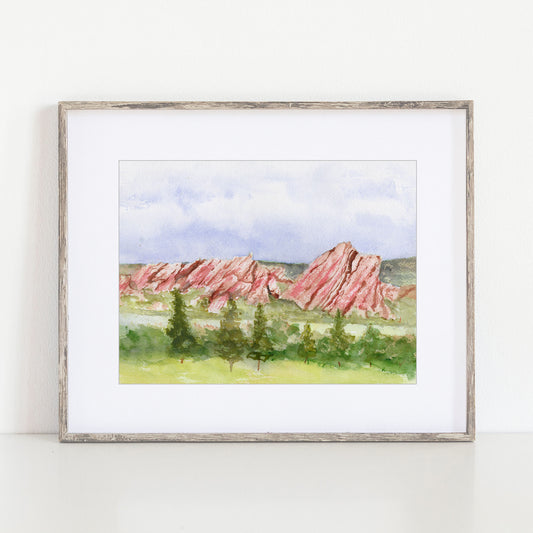 Arrowhead Mountain Watercolor Art Print, near Denver, Colorado
