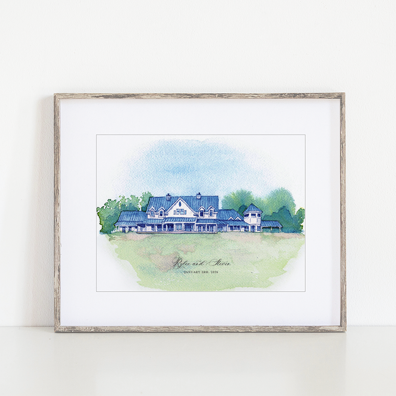Flying Horse Ranch Watercolor Art Print, Larkspur, Colorado