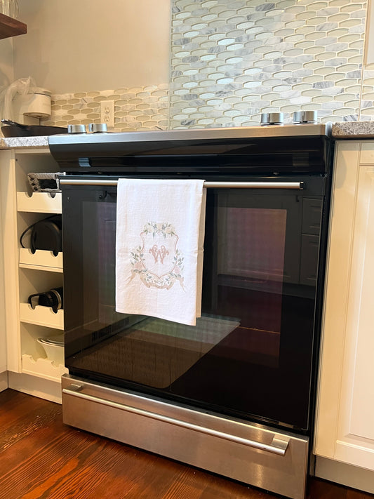 Watercolor Monogram Tea Towel