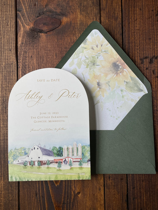 Arched Venue Portrait Save the Dates