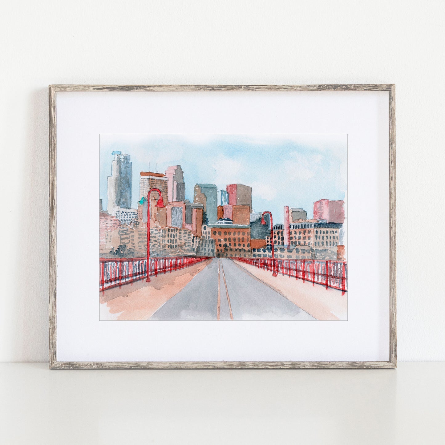 Stone Arch Bridge Watercolor Art Print | Minneapolis Travel Keepsake Gift