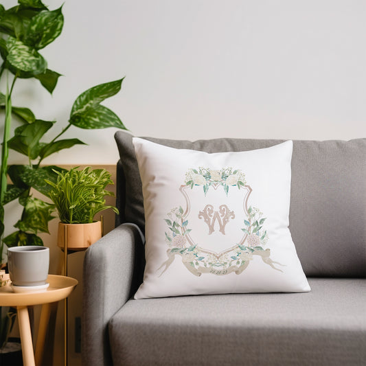 Watercolor Monogram Throw Pillow Cover