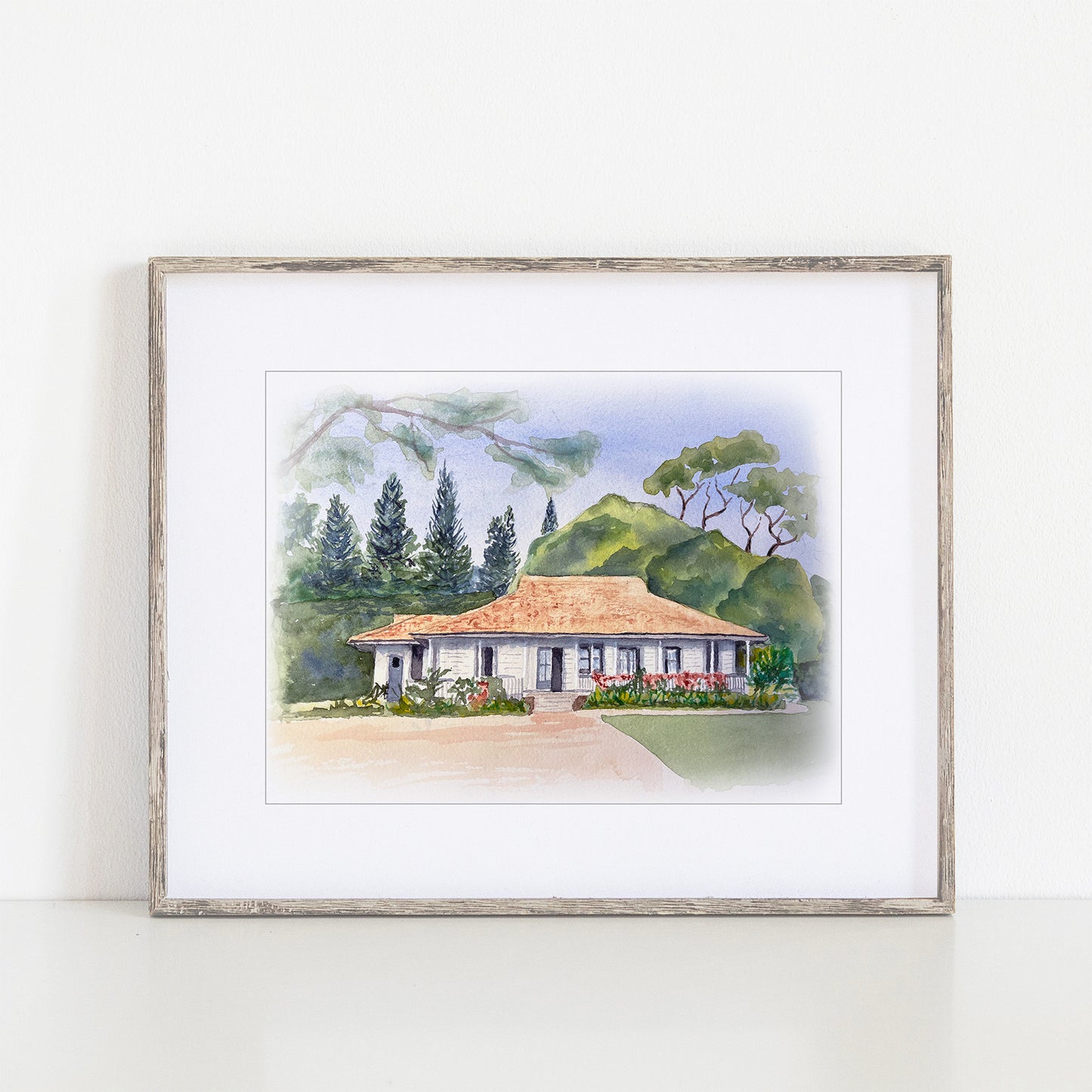 Olowalu Plantation House Watercolor Art Print, Maui, Hawaii