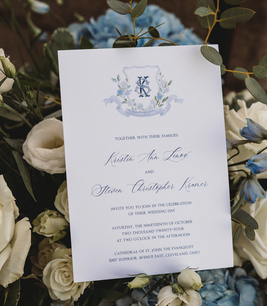 Watercolor Monogram Wedding Invitation Suites