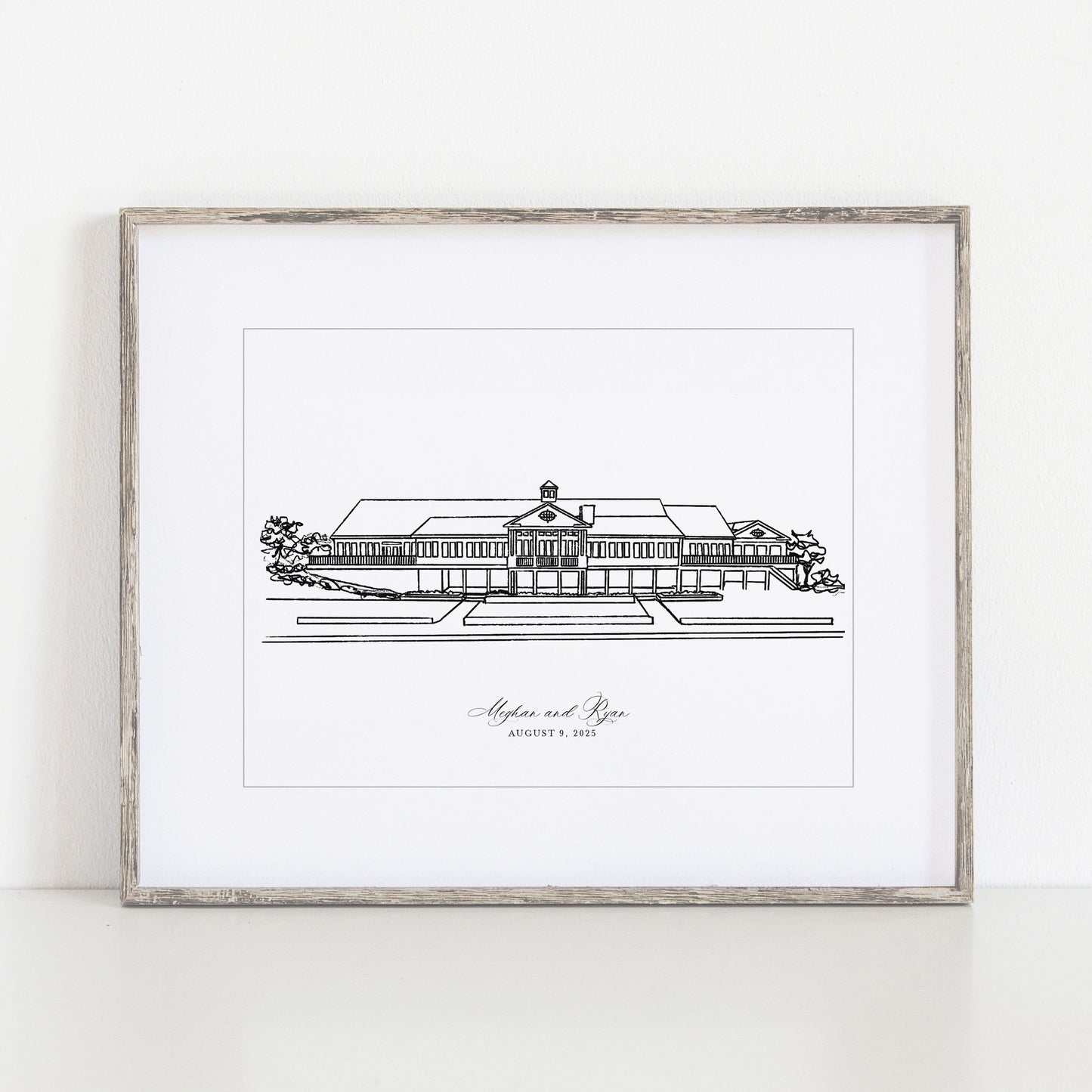 Skaneateles Country Club Art Print of Pen Sketch