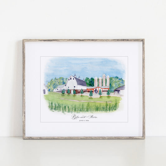 The Cottage Farmhouse Watercolor Art Print, Glencoe, Minnesota