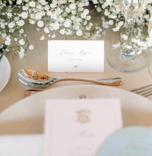 Elegant Text Place Cards, Tented