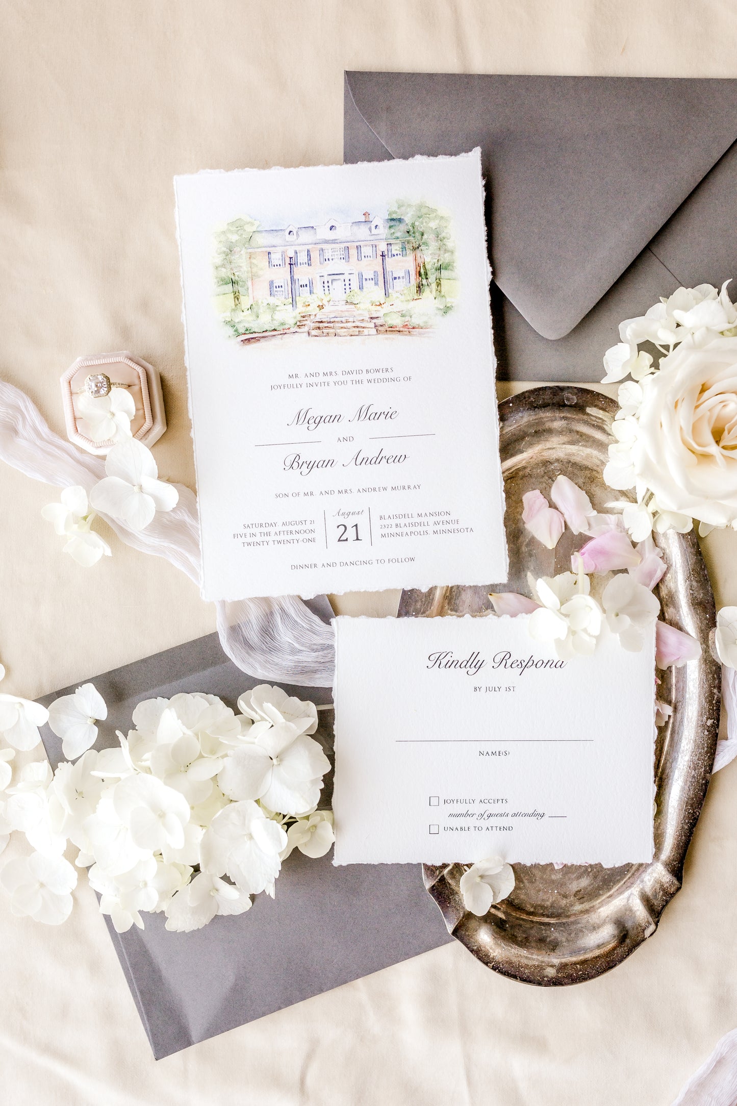 Watercolor Venue Wedding Invitation Suites