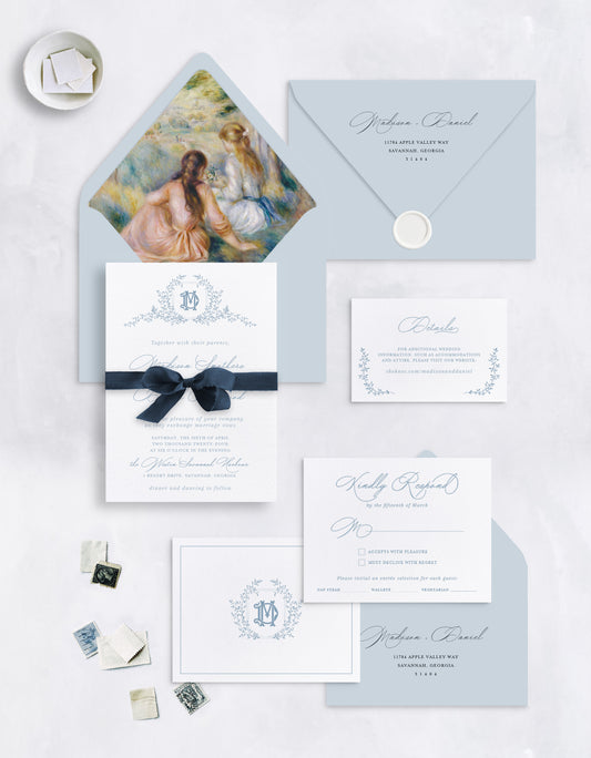 Monogram Vines Invitation Suite