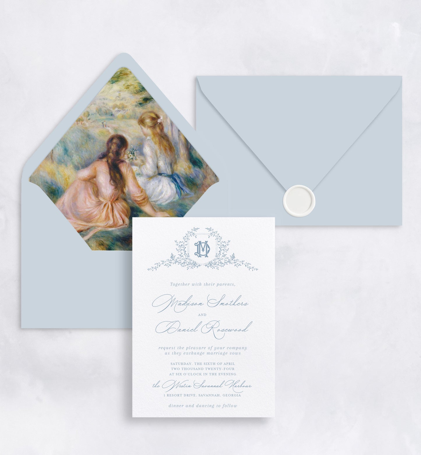 Monogram Vines Invitation Suite