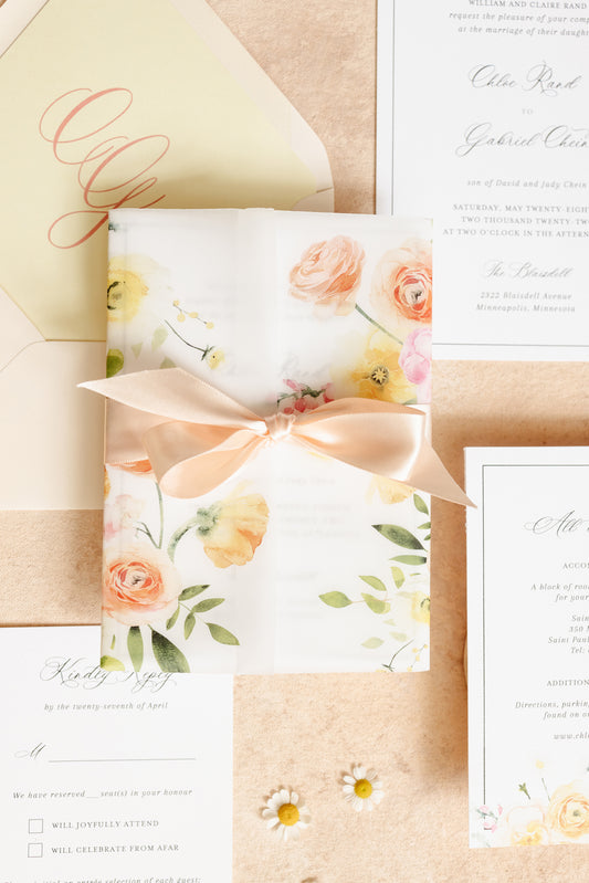 Citrus Floral Vellum Wrap