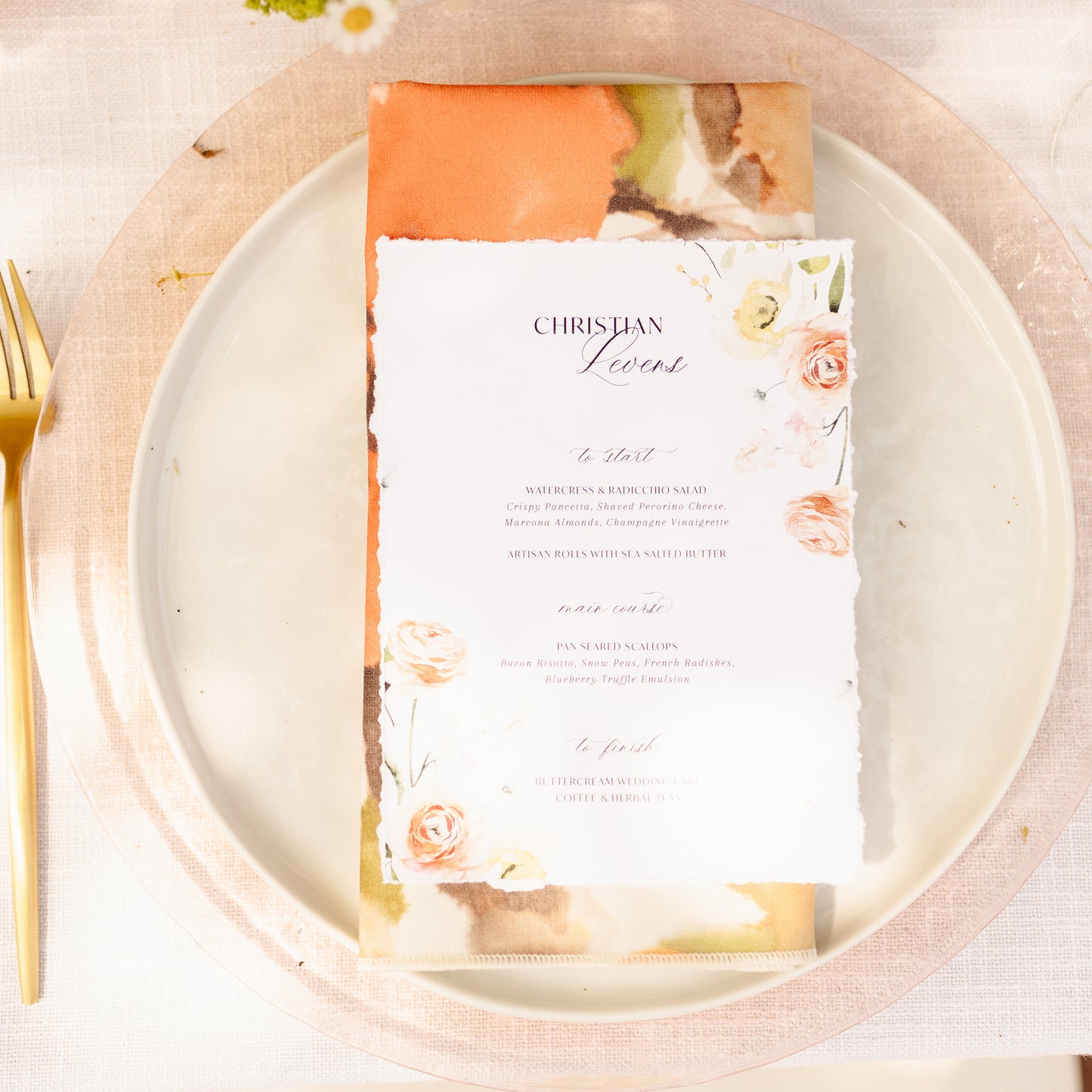 Citrus Floral Dinner Menu