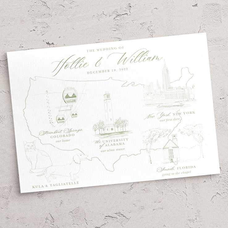 Pen Sketch Wedding Map