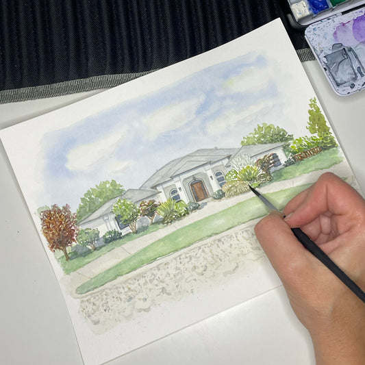 Custom Home Watercolor Painting