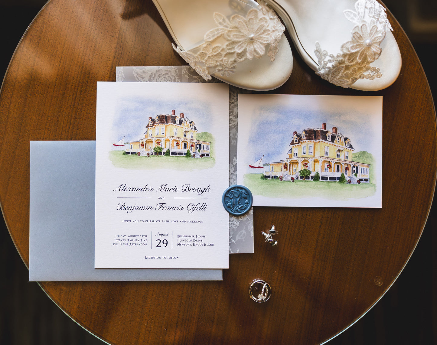 Eisenhower House Watercolor Art Print | Newport Wedding Venue Keepsake Gift