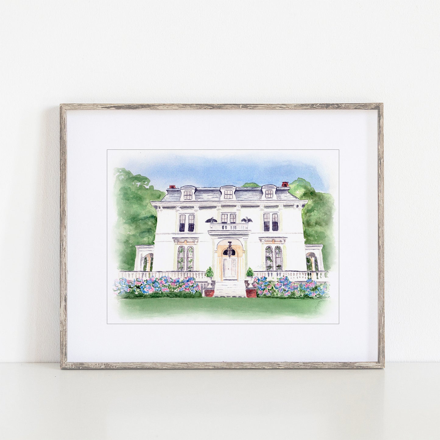 A Private Estate Watercolor Art Print, Germantown, New York