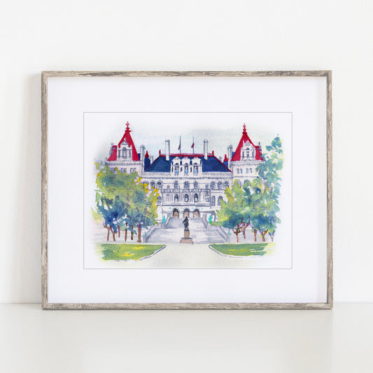 Albany Capital Watercolor Art Print, Albany, New York