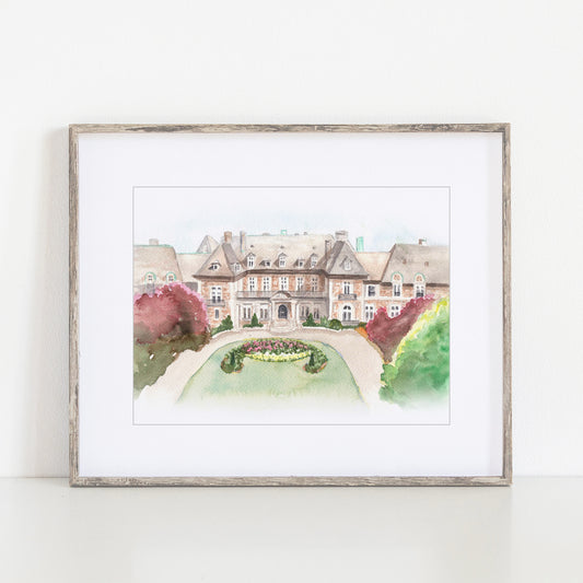 Aldrich Mansion Watercolor Art Print, Warwick Rhode Island