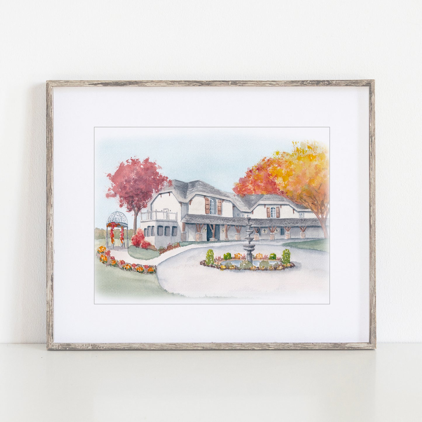 Autumn Bavaria Downs Edward Anne Estate Watercolor Art Print, Chaska, Minnesota