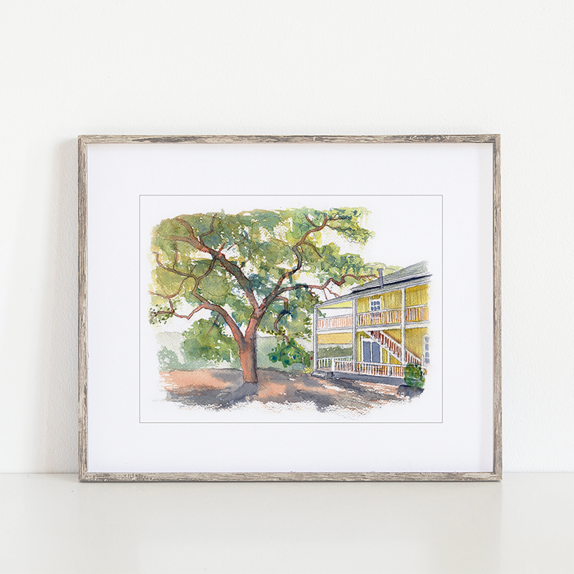 Beltane Ranch Watercolor Art Print, Glen Ellen, California