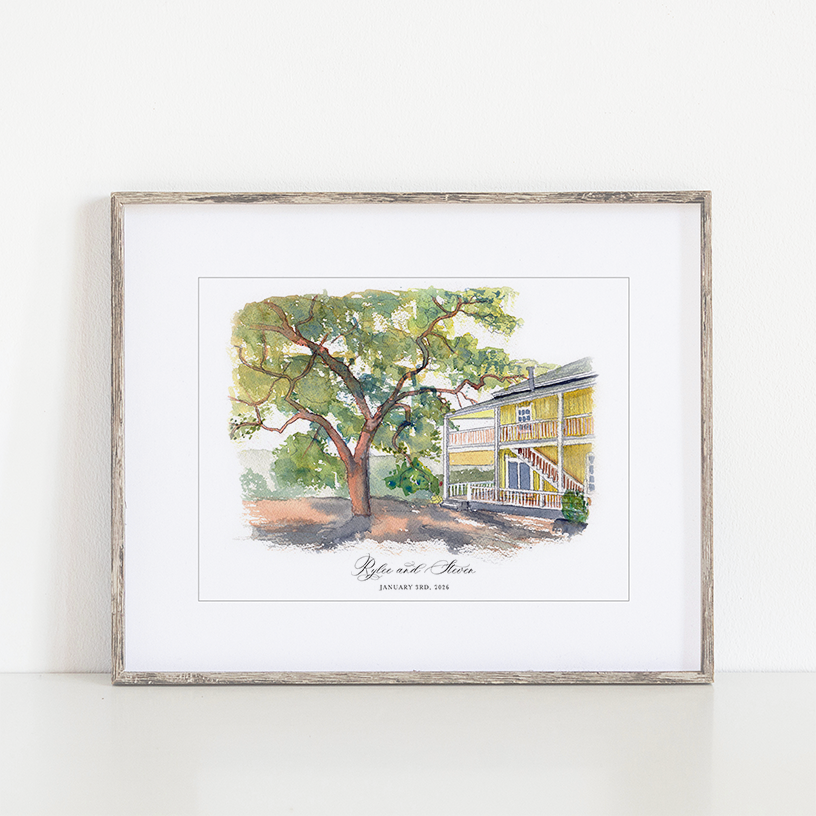 Beltane Ranch Watercolor Art Print, Glen Ellen, California