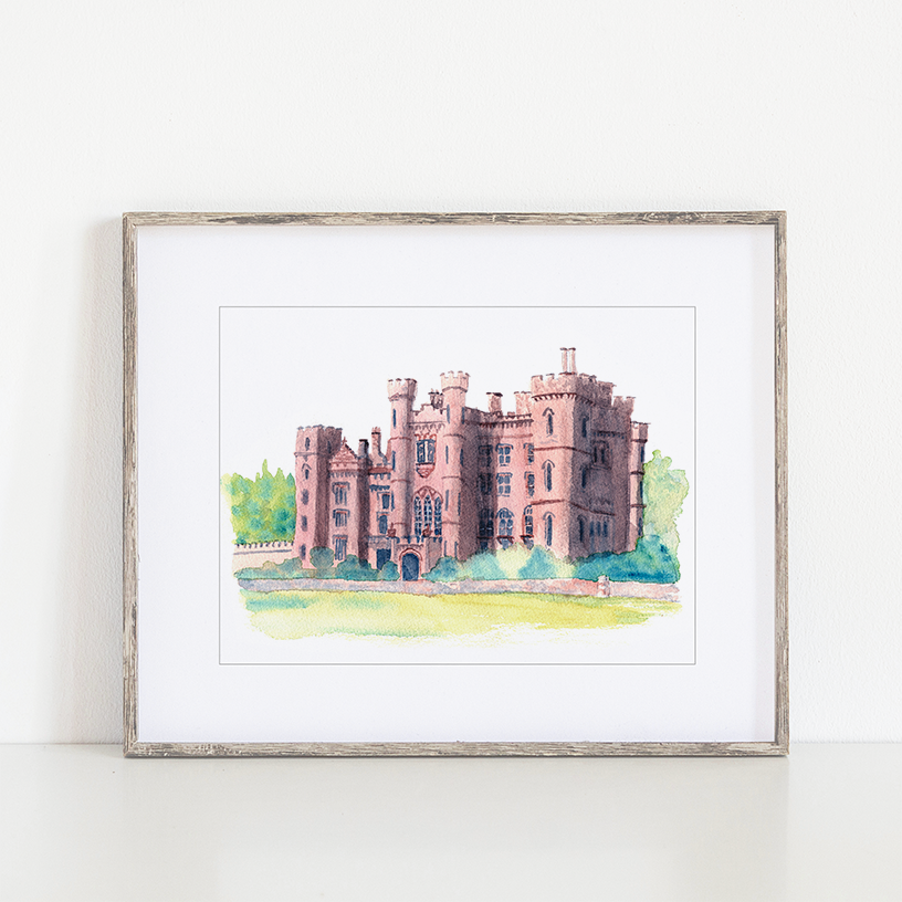 Duns Castle Watercolor Art Print, Duns, England