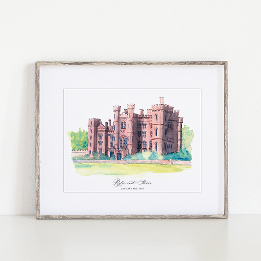 Duns Castle Watercolor Art Print, Duns, England