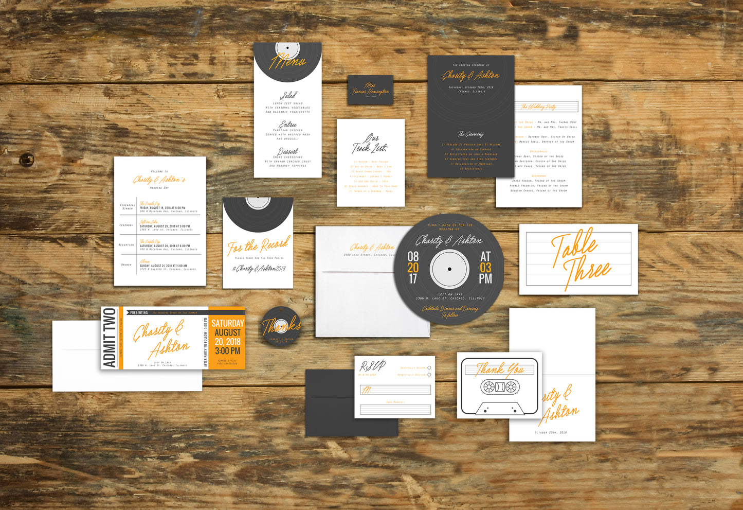 Music Record Album Wedding Invitation Suites