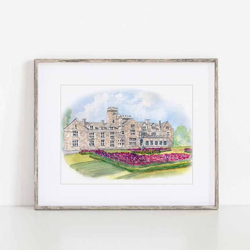 Hempstead House Watercolor Art Print, Sands Point, New York