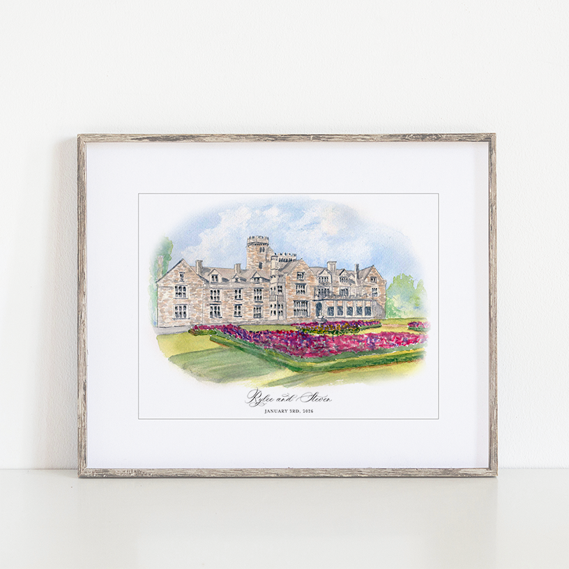 Hempstead House Watercolor Art Print, Sands Point, New York