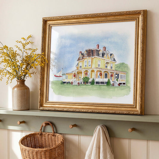 Eisenhower House Watercolor Art Print | Newport Wedding Venue Keepsake Gift