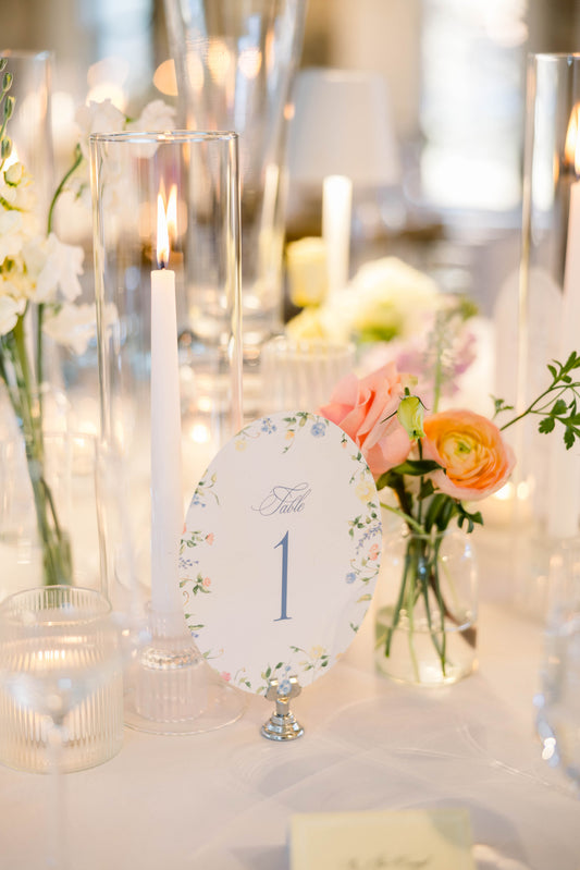 Oval Wedding Table Numbers | Watercolor Wildflower Collection