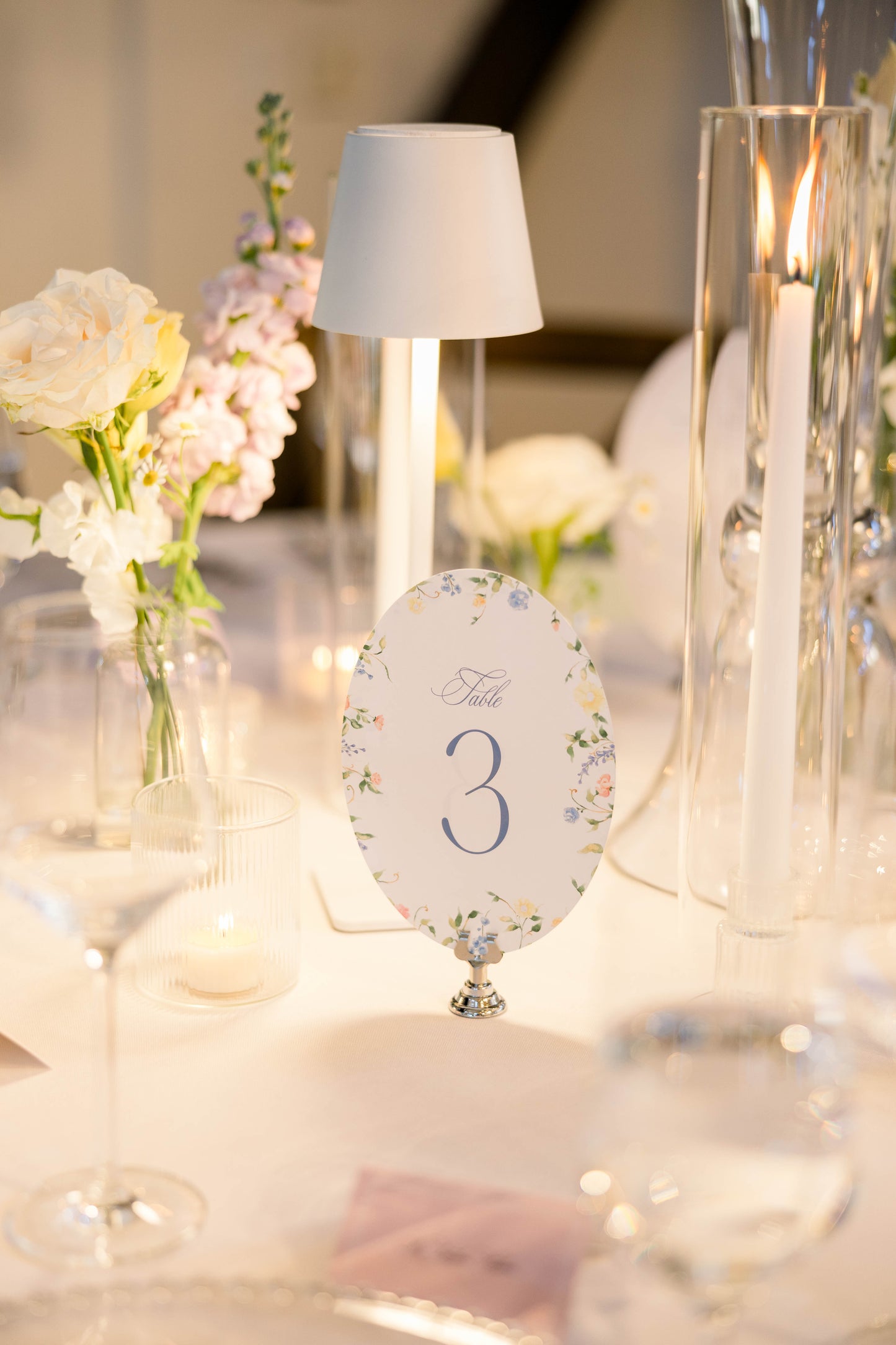 Oval Wedding Table Numbers | Watercolor Wildflower Collection