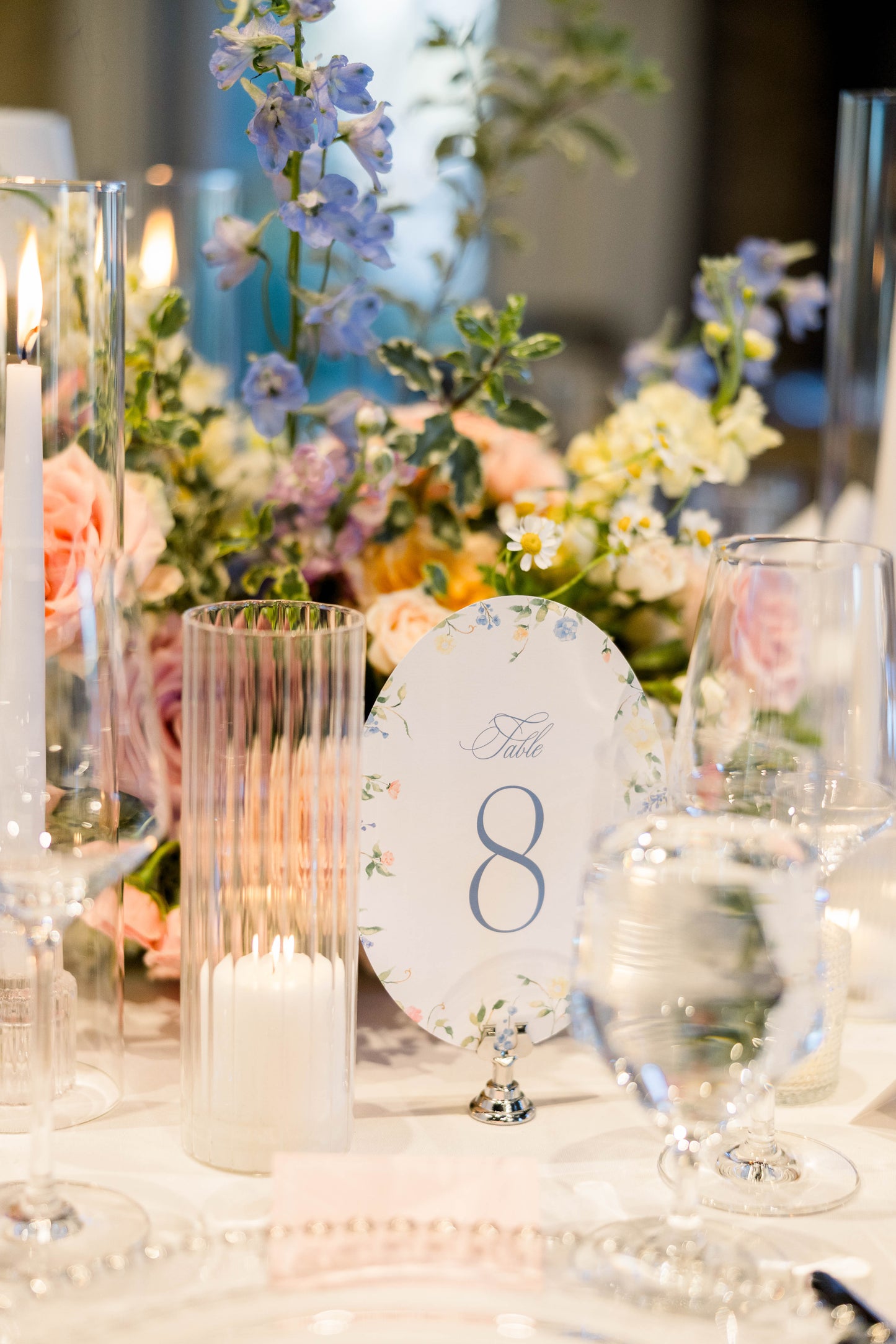 Oval Wedding Table Numbers | Watercolor Wildflower Collection