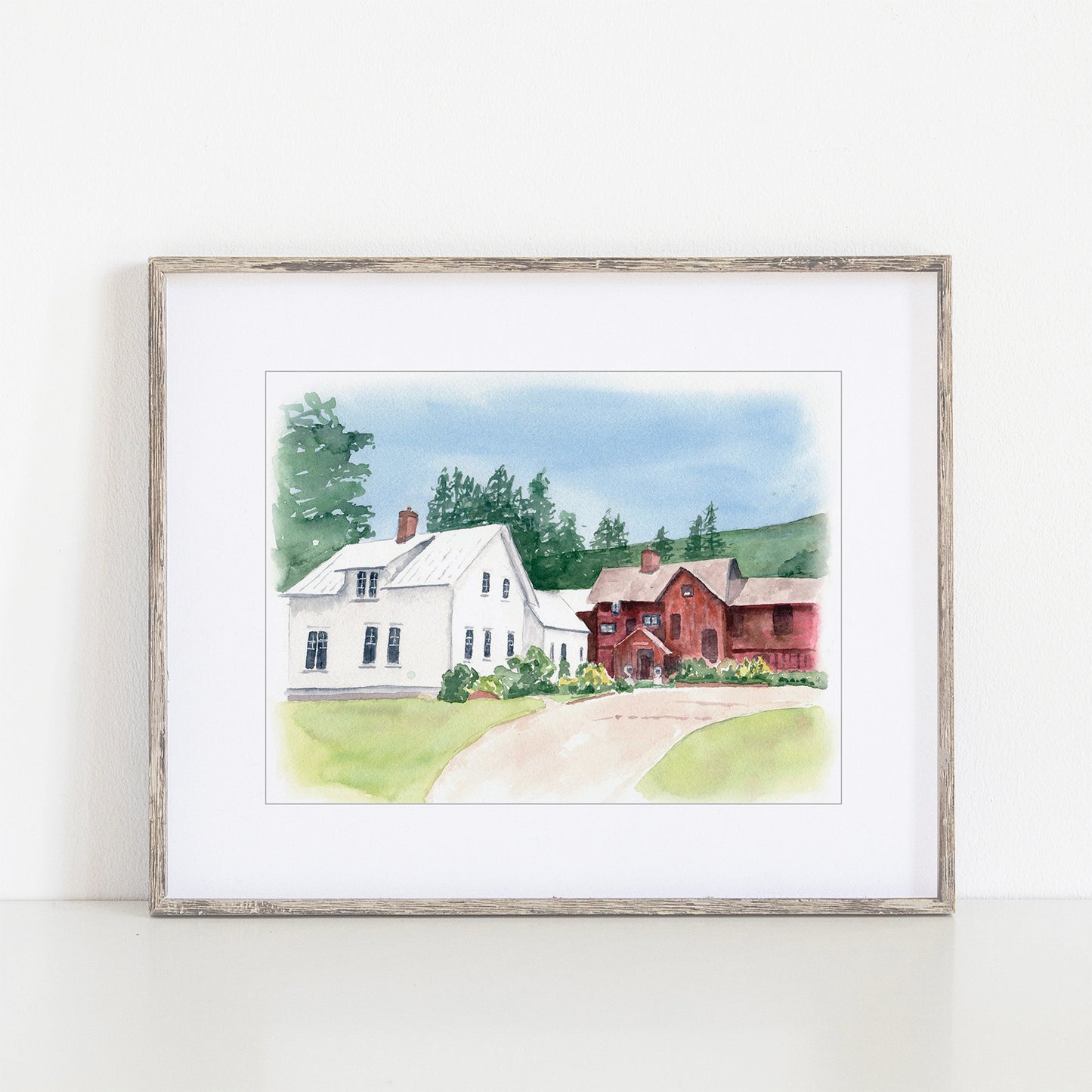 Mad River Barn Watercolor Art Print, Waitsfield, Vermont