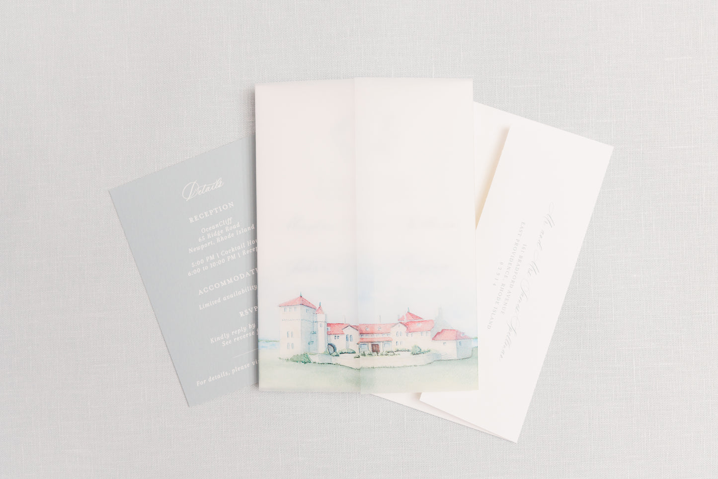 OceanCliff Hotel Watercolor Art Print | Newport Wedding Venue Keepsake Gift