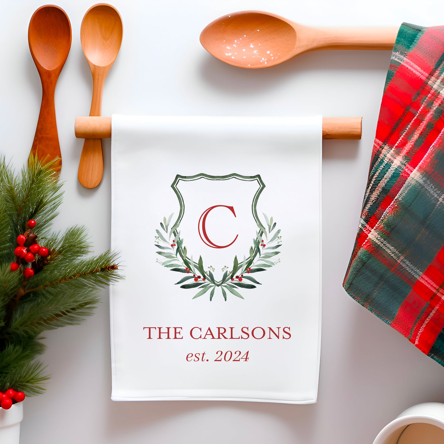 Christmas Monogram Tea Towel