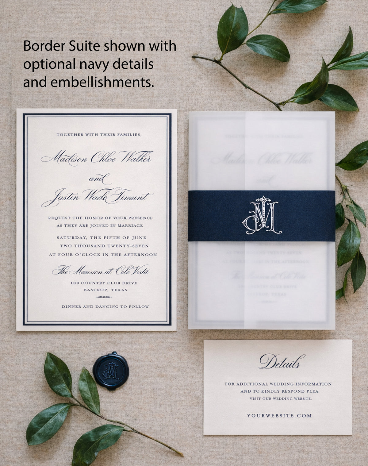 Border Wedding Invitation Suite