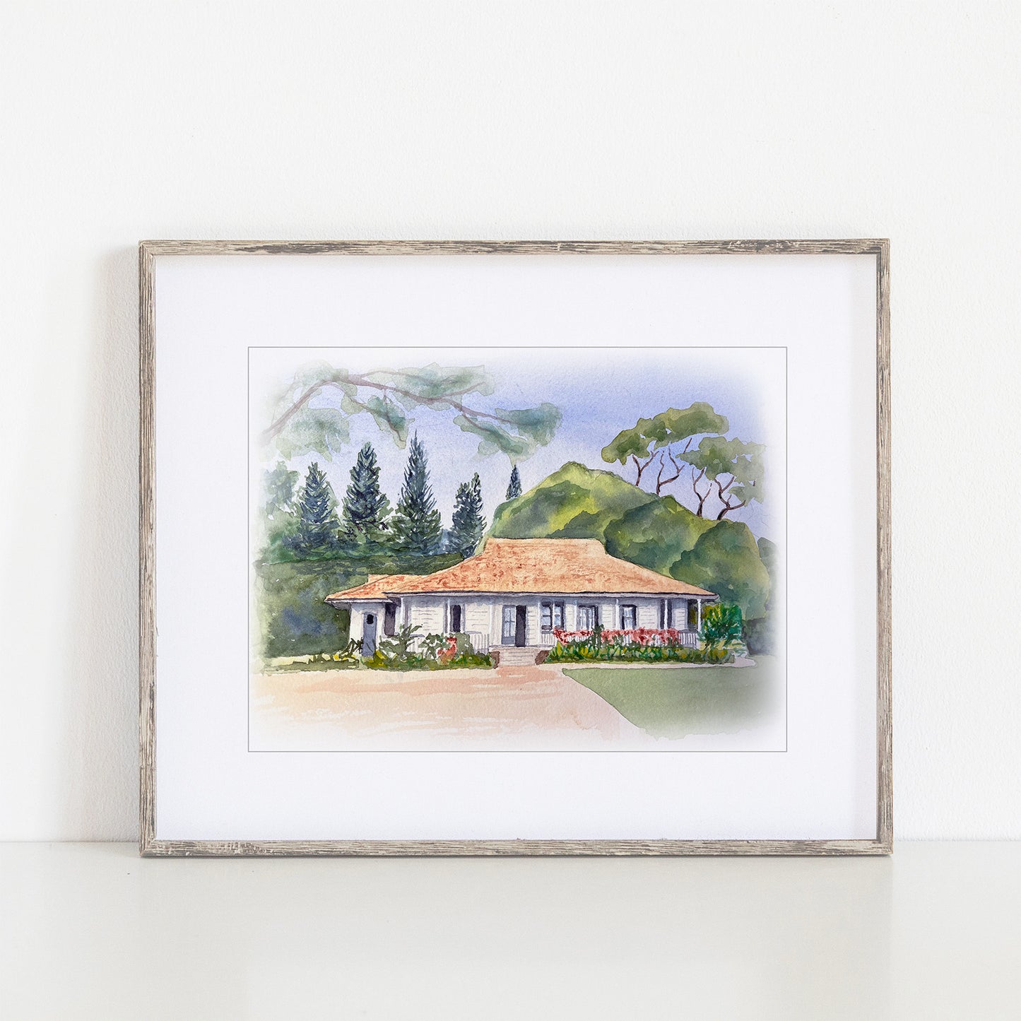 Olowalu Plantation House Watercolor Art Print, Maui, Hawaii