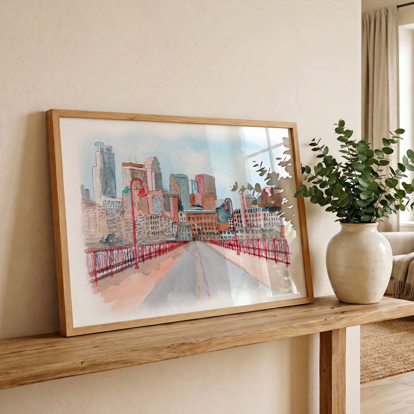 Stone Arch Bridge Watercolor Art Print | Minneapolis Travel Keepsake Gift