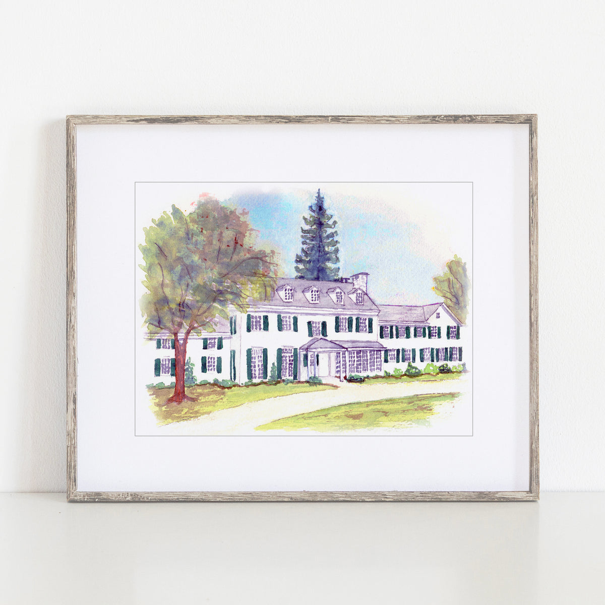 Philander Chase Knox Estate Watercolor Art Print, Malvern, Pennsylvania