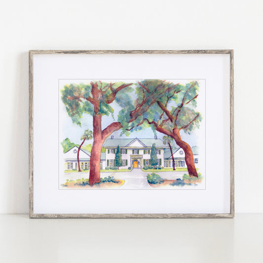 Ribault Club Watercolor Art Print, Jacksonville, Florida