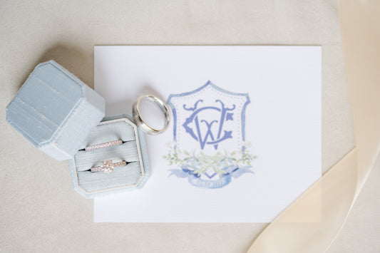 Watercolor Monogram Folded Thank You Note Cards