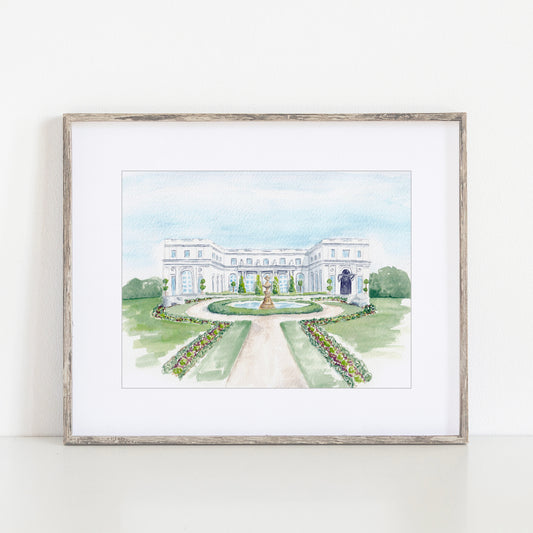 Rosecliff Mansion Watercolor Art Print, Newport, Rhode Island