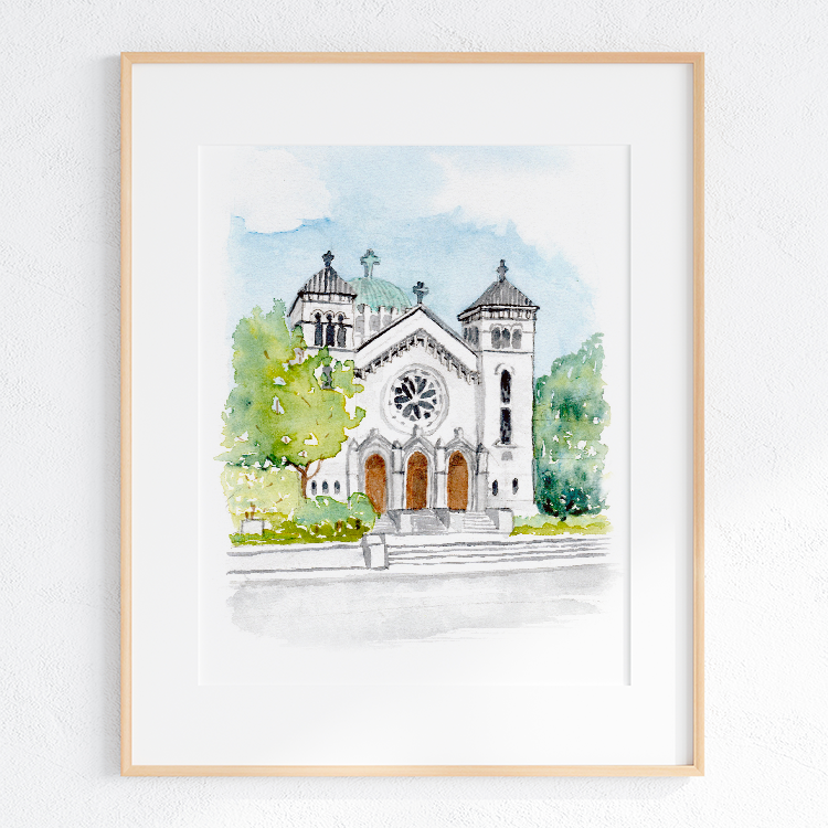 Saint Clement Church, Chicago Watercolor Art Print