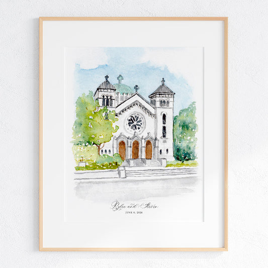 Saint Clement Church, Chicago Watercolor Art Print