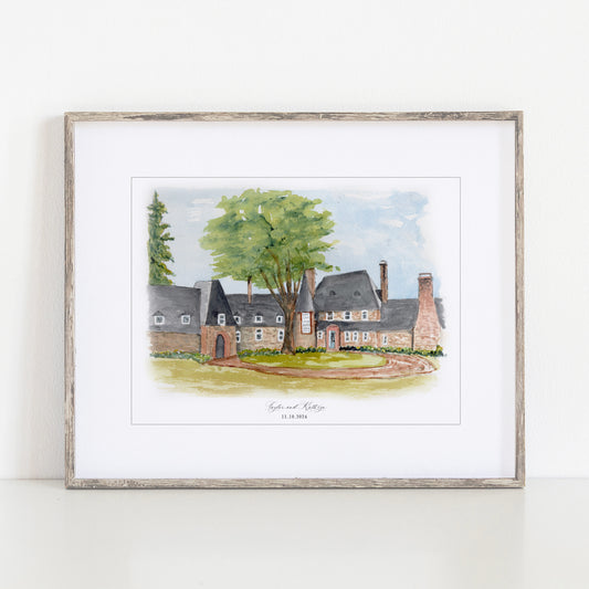 Shepherd's Run Watercolor Art Print, South Kingstown, Rhode Island