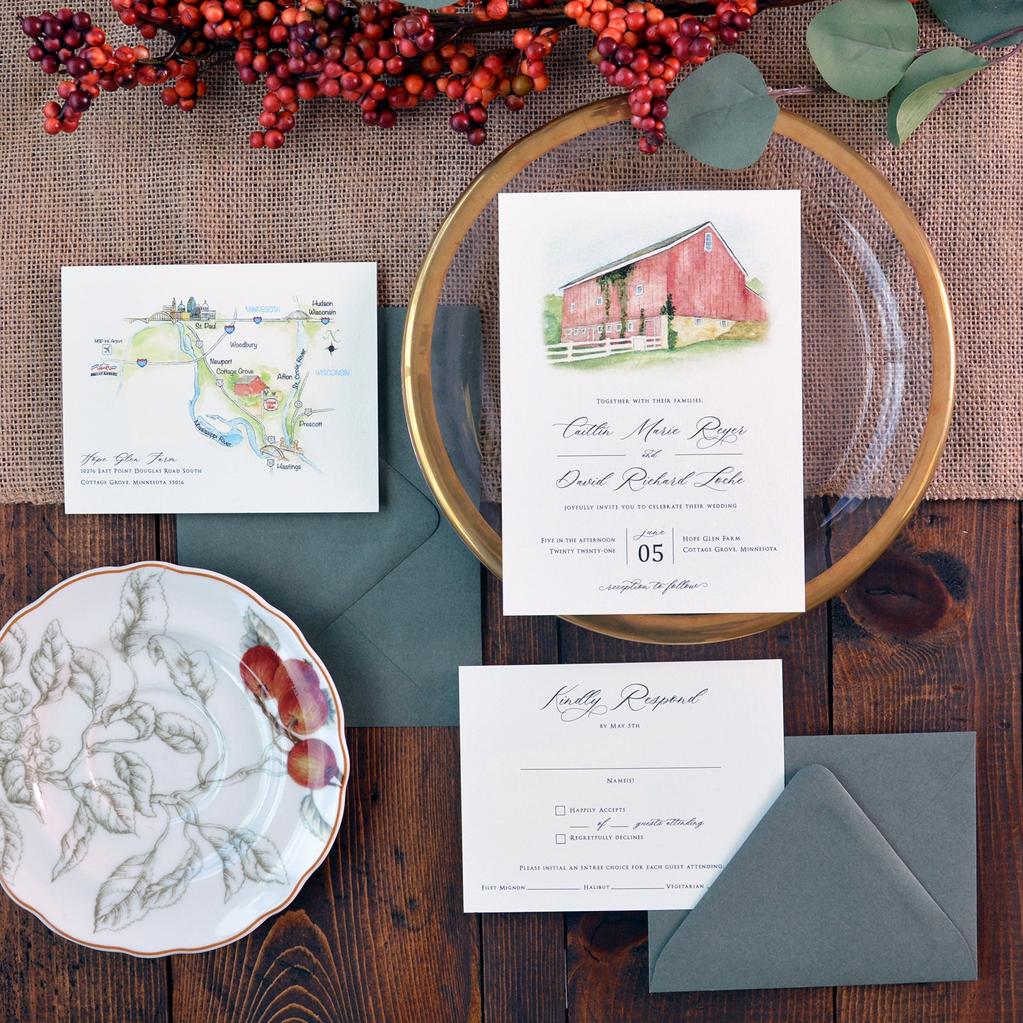 Hope Glen Farm Wedding Invitations