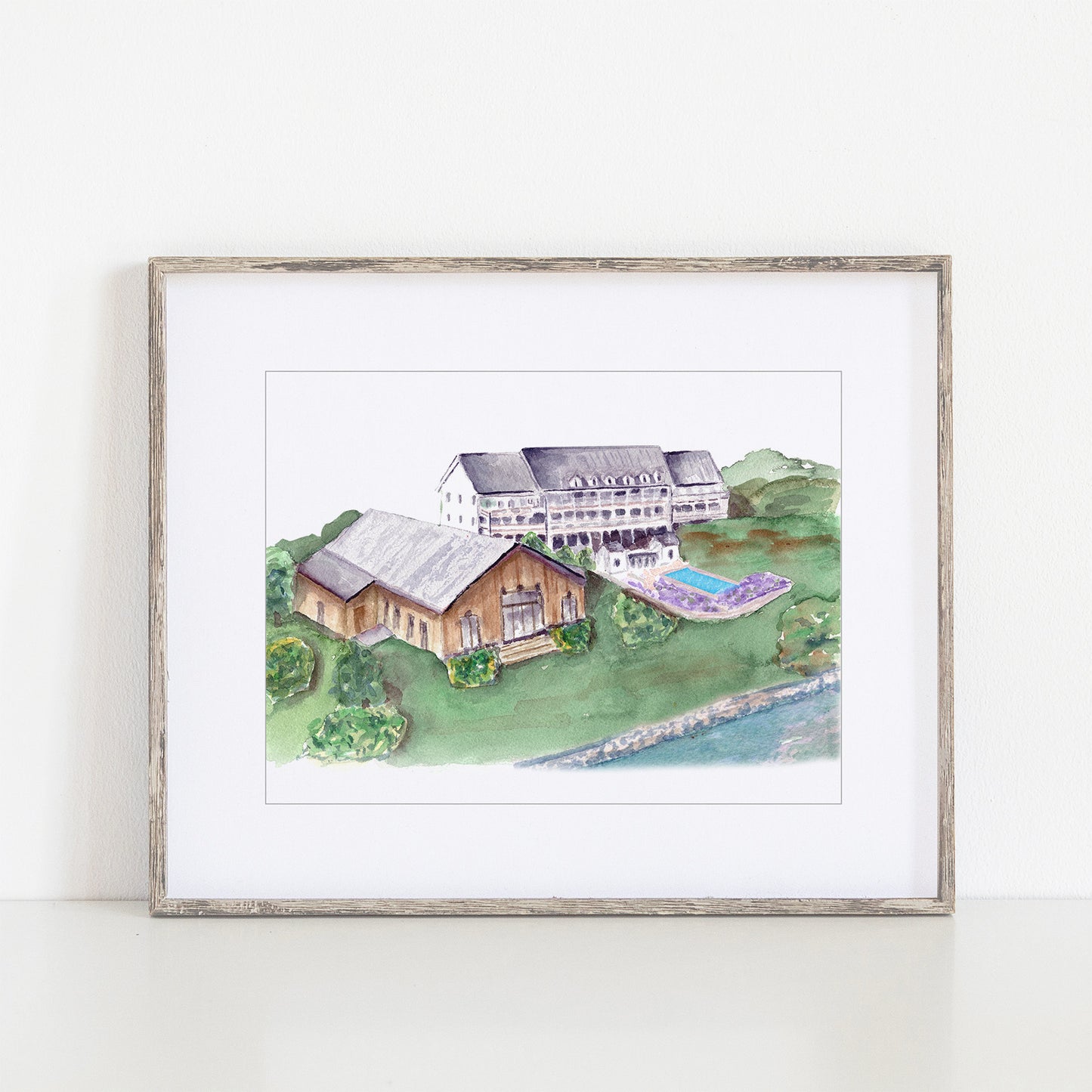 The Lake House on Canandaigua Watercolor Art Print, Canandaigua, New York