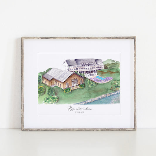 The Lake House on Canandaigua Watercolor Art Print, Canandaigua, New York